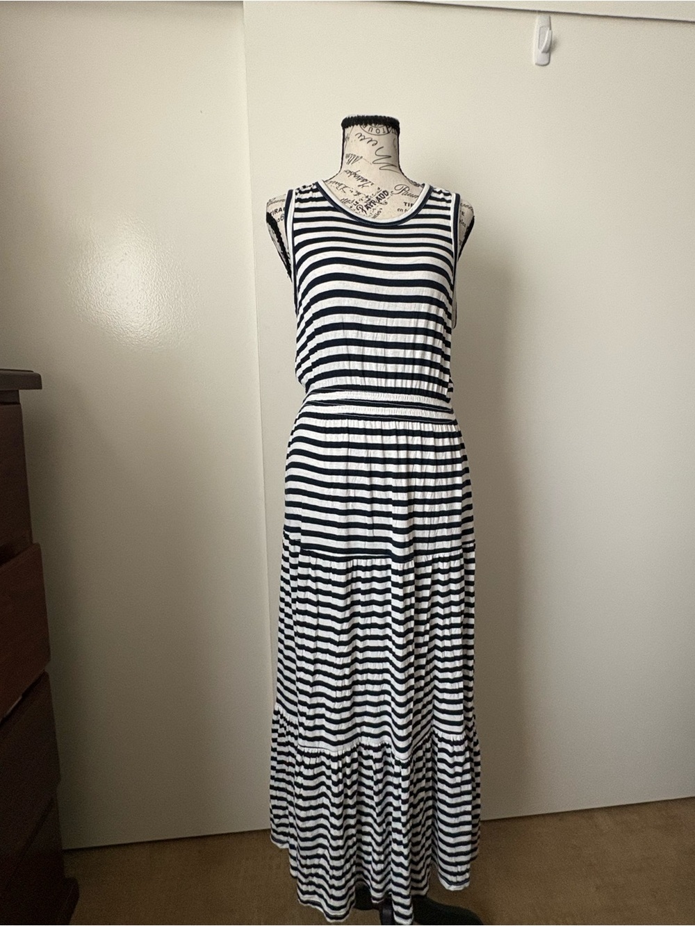 Style & Co. Black and White Striped Sleeveless Maxi Dress
